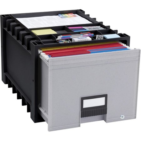 Storex Archive Storage Drawers, Ltr, 18" D, Black/Gray STX61178U01C